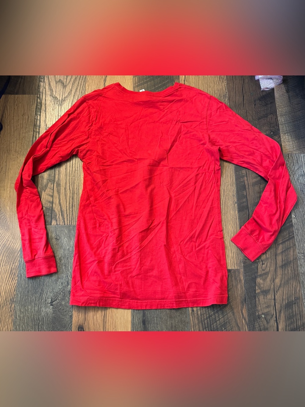 Never Worn Women's Red Long Sleeve Christmas Trees Graphic Tee - Picture 5 of 7